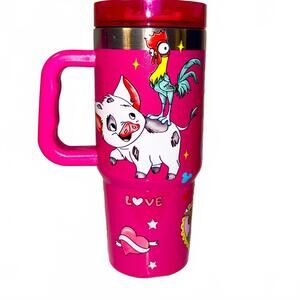 Disney Moana Travel Mug with Pink Handle and Lid